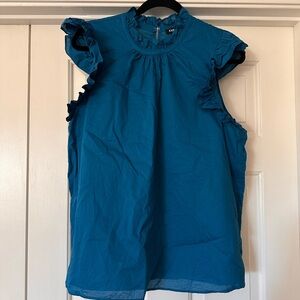 Express Teal Ruffle Sleeve Blouse
